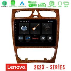 Lenovo Car Pad Mercedes C Class (W203) 4Core Android 13 2+32GB Navigation Multimedia 9" (Wooden Style)