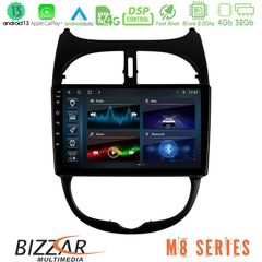 Bizzar M8 Series Peugeot 206 8core Android13 4+32GB Navigation Multimedia Tablet 9"