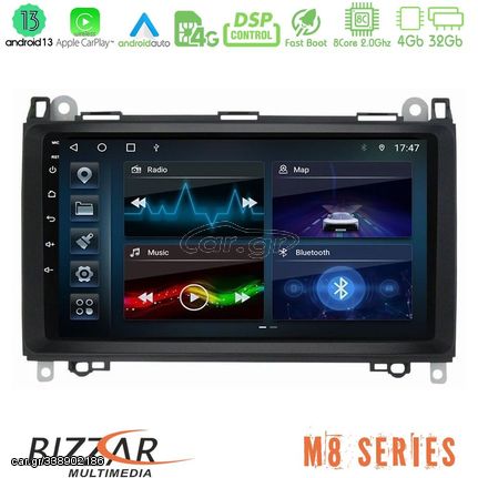 Bizzar M8 Series Mercedes A/B/Vito/Sprinter Class 8core Android13 4+32GB Navigation Multimedia 9"