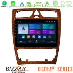 Bizzar Ultra Series Mercedes C Class (W203) 8core Android13 8+128GB Navigation Multimedia 9" (Wooden Style)