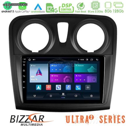 Bizzar Ultra Series Dacia Sandero 2014-2020 8core Android13 8+128GB Navigation Multimedia Tablet 9"