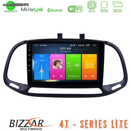 Bizzar 4T Series Fiat Doblo 2015-2022 4Core Android12 2+32GB Navigation Multimedia Tablet 9"