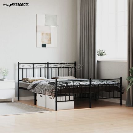 Πλαίσιο Κρεβατιού με Κεφαλάρι&Ποδαρικό Μαύρο 150x200εκ. Μέταλλο
