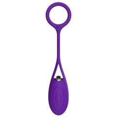Ou Vibrator Sally cu Inel, Silicon, 18.5 cm, Violet, Mokko Toys