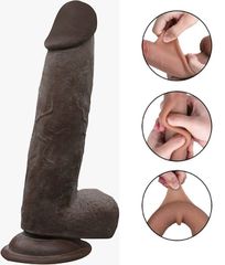 Dildo Carl Sliding, TPE Strat Dublu, Maro, 20.5 cm, Pas