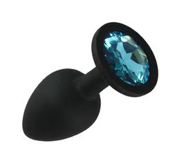 Anal Silicone Buttplug Large Silicone Button Black / Light Blue