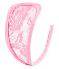 Bikini fara Bretele, Dantela Florala Transparenta, Roz Deschis,