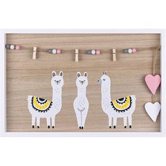 Navaris Ξύλινο Κάδρο Φωτογραφιών με 3 Μανταλάκια - Design Alpaca - 43 x 28 cm - 54193.01