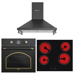 MULTIHOME ΣΕΤ ΦΟΥΡΝΟΣ MH-6051 BLACK RETRO + ΕΣΤΙΑ ΚΕΡΑΜΙΚΗ MH-6135 + ΑΠΟΡΡΟΦΗΤΗΡΑΣ ΚΑΜΙΝΑΔΑ MH-6652 RUSTIC BLACK MULTIHOME 999-002-87885