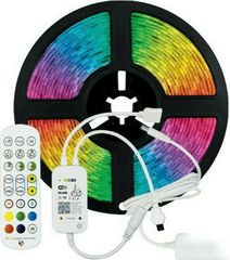 Rixme Ταινία LED Τροφοδοσίας 12V RGB Μήκους 5m Σετ με Τηλεχειριστήριο και Τροφοδοτικό Τύπου SMD5050