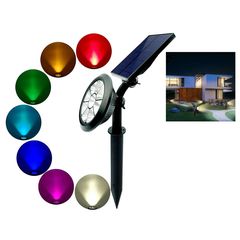 Ηλιακός Αδιάβροχος Πολύχρωμος Προβολέας 9 LED RGB Εξωτερικού Χώρου Solar Colorful Spotlight Lamp
