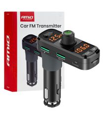 Amio - FM Transmitter Αναπτήρα τύπου FMT06 τάση λειτουργίας 12-24V με 2xUSB Type-A, 1xUSB Type-C και υποδοχή microSD για Επιβατι