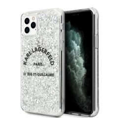 Karl Lagerfeld Glitter Flakes Cover Θήκη Σιλικόνης για iPhone 11 Pro Max - Ασημί