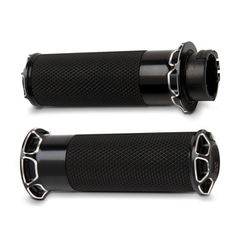 Arlen Ness Χειρολαβές / Grips Μοτοσυκλέτας για Harley Davidson '08 - '24 with e-throttle μαύρο | Fusion billet beveled grips black