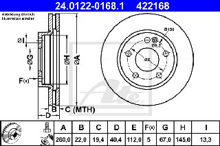 422168 - ΔΙΣΚΟΠΛΑΚΑ MB A-CLASS(W168)