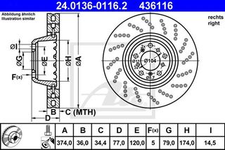 436116 ΔΙΣΚΟΣ ΕΜΠΡ ΔΕΞ BMW M6(E63) 374MM