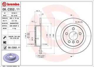 08.C352.11 ΔΙΣΚΟΙ ΟΠΙΣΘ.BMW 2MINI(F54) (280MM)