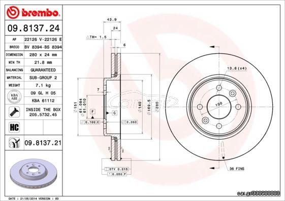 09.8137.24 ΔΙΣΚΚΕΣ MEGANE 1.6I 16V