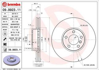 09.9923.11 ΔΙΣΚΟΙ ΕΜΠΡ.BMW X5(E70F15), X6 (332MM)