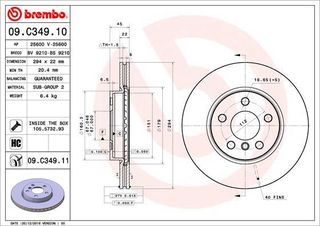 09.C349.11 ΔΙΣΚΟΙ ΕΜΠΡ.BMW 2MINI(F56) (294MM)