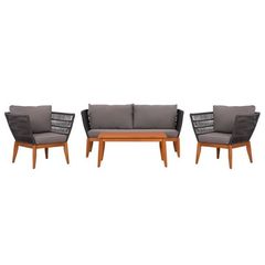 ΣΕΤ ΣΑΛΟΝΙ 4ΤΜΧ ΜΕ ΓΚΡΙ ΚΟΡΔΟΝΙ ΞΥΛΟ ΑΚΑΚΙΑΣ - ΜΕΤΑΛΛΙΚΟ ΣΚΕΛΕΤΟ ΜΕ ΜΑΞΙΛΑΡΙΑ HM5500