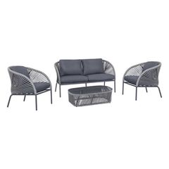 ΣΕΤ ΣΑΛΟΝΙ 4ΤΜΧ ΑΛΟΥΜΙΝΙΟΥ ΓΚΡΙ RATTAN HM5721 ΜΕ ΜΑΞΙΛΑΡΙΑ