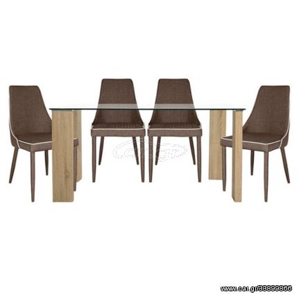 ΣΕΤ ΤΡΑΠΕΖΑΡΙΑ 5ΤΜΧ ΤΡΑΠΕΖΙ MORGAN 140X80-MOLI ΚΑΦΕ HM10079.03