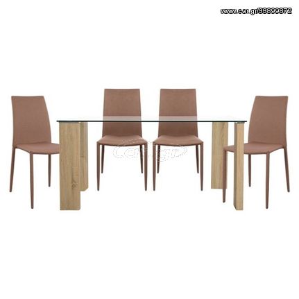 ΣΕΤ ΤΡΑΠΕΖΑΡΙΑ 5ΤΜΧ ΤΡΑΠΕΖΙ MORGAN 140X80-TETA ΚΑΠΟΥΤΣΙΝΟ HM10026.03