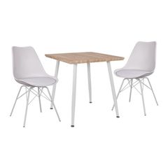 ΣΕΤ 3ΤΜΧ ΤΡΑΠΕΖΙ SONAMA - ΚΑΡΕΚΛΕΣ VEGAS ΛΕΥΚΕΣ ΜΕΤΑΛΛΙΚΑ ΠΟΔΙΑ HM11029.31 70x70x76.5 cm