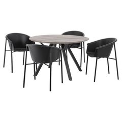 ΣΕΤ ΤΡΑΠΕΖΑΡΙΑΣ 5ΤΜΧ ΤΡΑΠΕΖΙ Φ120 - ΠΟΛΥΘΡΟΝΑ HELGA ΜΑΥΡΗ HM11348.02