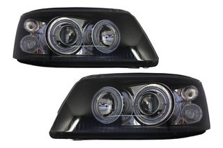 ΦΑΝΑΡΙΑ ΕΜΠΡΟΣ Headlights VW Transporter T5 (2003-2009) Angel Eyes Black