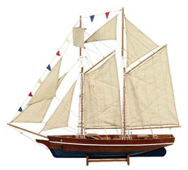 Ξύλινο Καράβι Ιστιοφόρο Cutty Sark 50x9,5xH45cm,Χρώμα Λευκό-Μπλε 31096