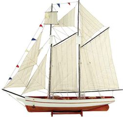 Ξύλινο Παραδοσιακό Καράβι Ιστιοφόρο 150x23xH136cm Χρώμα Λευκό-Καφέ 31106