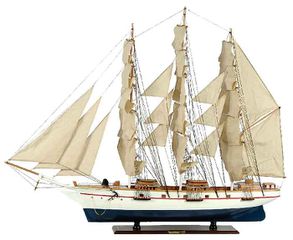 Ξύλινο Καράβι Ιστιοφόρο Cutty Sark 150x23xH124cm Χρώμα Λευκό-Μπλε 31122