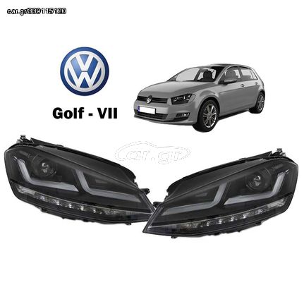 Μπροστινά Φανάρια Set Για Vw Golf VII (7) 12-17 DRL Full Led Halogen Version Black LEDHL103-BK Osram Ledriving