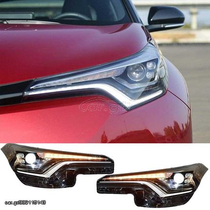 Μπροστινά Φανάρια Set Για Toyota C-HR 16+ DRL Full Led & Led Signal With Motor