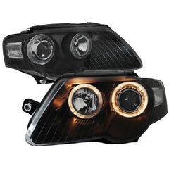 Μπροστινά Φανάρια Set Για Vw Passat B6 3C 05-10 Angel Eyes Μαύρα H7/H7 Με Μοτέρ Depo