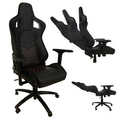 Κάθισμα Bucket RS Gaming Chair Δερματίνη - Suede Μαύρο Με Κόκκινες Ραφές Καπιτονέ 1 Τεμάχιο   2039