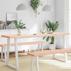 vidaXL Επιφάνεια Τραπεζιού 180x50x(2-4) εκ. Ακατέργ. Μασίφ Ξύλο Δρυός