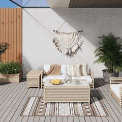 vidaXL Χαλί Εξωτερικού Χώρου με Αναστρέψιμο Σχέδιο Καφέ/Λευκό 80x150εκ