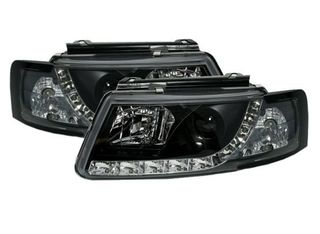 Φανάρια εμπρός led για Vw Passat 3Β/B5 (1997-2000) - μαύρα , με λάμπες (Η1) - σετ 2τμχ.