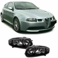Μπροστινά Φανάρια Set Για Alfa Romeo 147 01-04 Μαύρα GTA H7/H7/H1 TYC 60698931-60698927