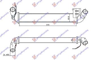 Ψυγείο Intercooler 1.5 Dci Πετρέλαιο (570x84x50) / RENAULT CLIO 01-06/CAMPUS 04-/THALIA 01- / 8200245599 - 1 Τεμ