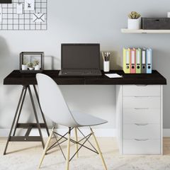 vidaXL Επιφάνεια Τραπεζιού Σκούρο Καφέ 140x60x(2-6)εκ Επεξ. Μασίφ Δρυς