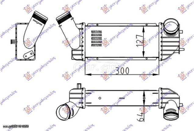 Ψυγείο Intercooler 2.0 HDi Πετρέλαιο (300x125x64) / CITROEN XSARA 00-04 / 0384F6 - 1 Τεμ