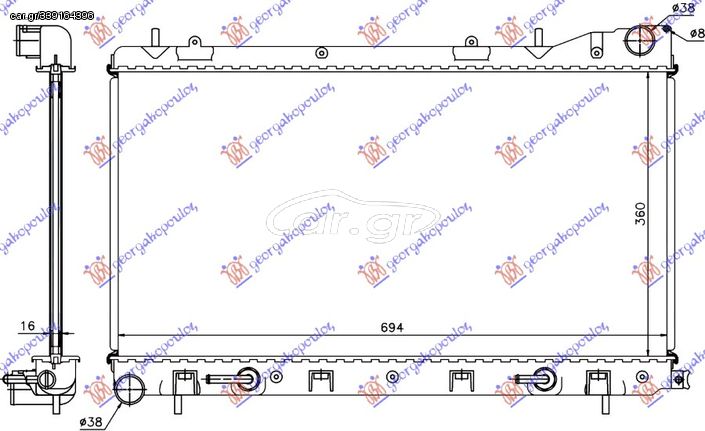 Ψυγείο 2.0 S Turbo (360x680x16) (ΚΛ ΚΥΚΛ) AT / SUBARU FORESTER 02-08 / 45111SA010 - 1 Τεμ