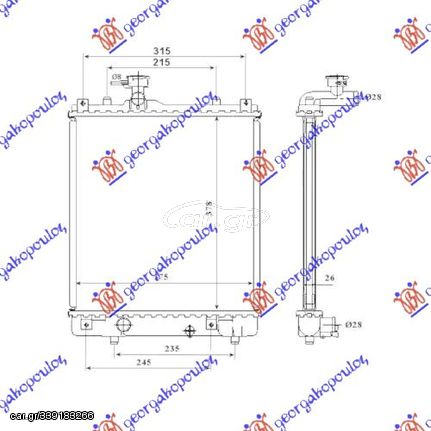 Ψυγείο Νερού 1.0-1.2 Βενζίνη Μηχανικό  (375x380x34) (Ανοιχτό ΚΥΚΛΩΜΑ) (MECHANICAL) / OPEL AGILA 99-08 / 1300220 - 1 Τεμ