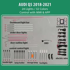 MEGASOUND - DIQ AMBIENT AUDI Q5 (80Α) (Digital iQ Ambient Light Audi Q5 mod. 2018-2021, 24 Lights)