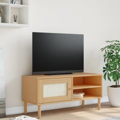 vidaXL Έπιπλο Τηλεόρασης SENJA Καφέ / Ρατάν 106x40x49 εκ. Μασίφ Πεύκο