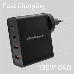 GaN 130w USB Type C, Fast ΦΟΡΤΙΣΤΗΣ, 2xUSB-C | 2xUSB